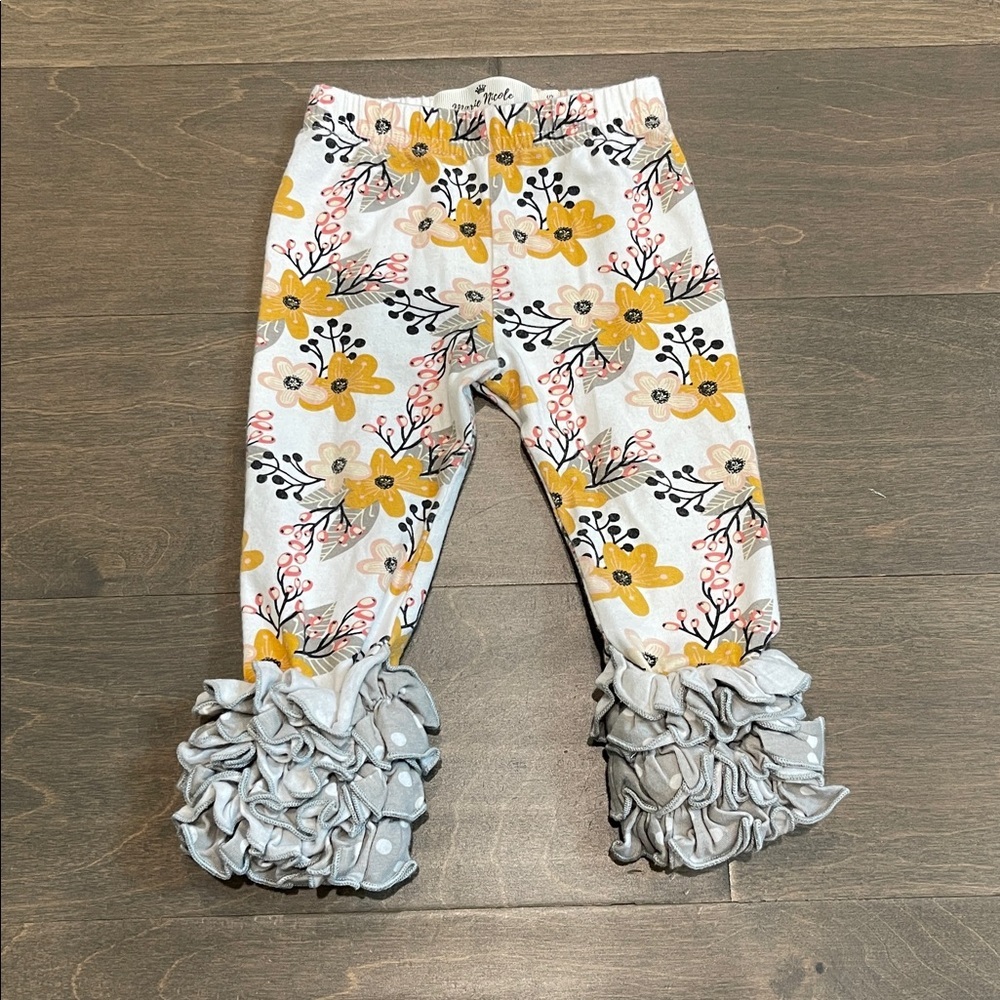 Marie Nicole 3/6M Floral Ruffle Baby Leggings